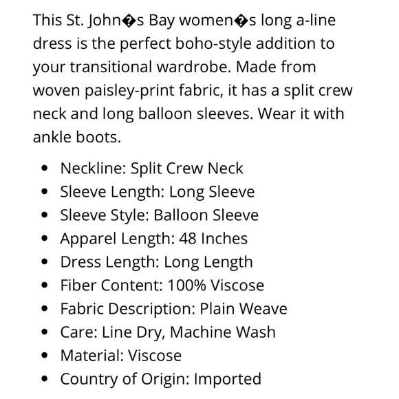 ST. JOHN’S BAY Dress Midi A-Line 3X Ruby Paisley Purple Floral Fall NWT Boho New - Picture 4 of 15